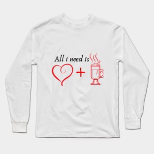 Red heart and glass of cocoa Long Sleeve T-Shirt